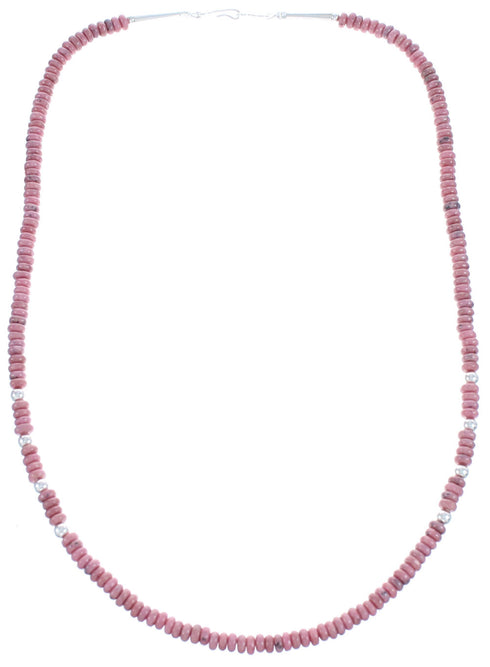 Rhodonite Southwestern Authentic Sterling Silver Bead Necklace BX120744